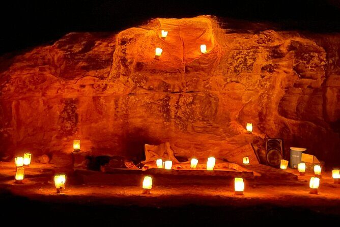 Cooking outside in little Petra between the Mountains. - A Firelit Bedouin Dinner in Little Petra