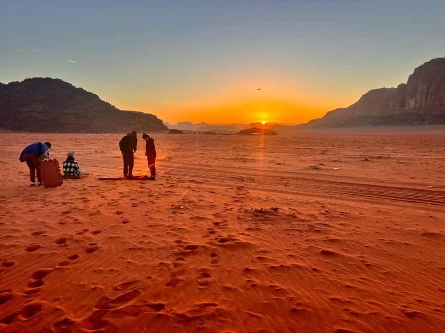 half day jeep tour &one night stay & all meals - Abu Khashaabah Canyon and Sandboarding: The Active Finale Before Sunset