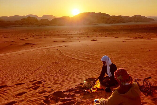 Wadi Rum Mountain Hike: Umm Ad Dami, highest point of Jordan + Jeep tour & Lunch - Sunset at Um Sabatah: tea, mats, and wide-open silence